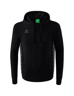 Erima Kapuzenpullover Essential Team Kapuzensweat (weiche Baumwolle, Rippbündchen) schwarz/grau Herren